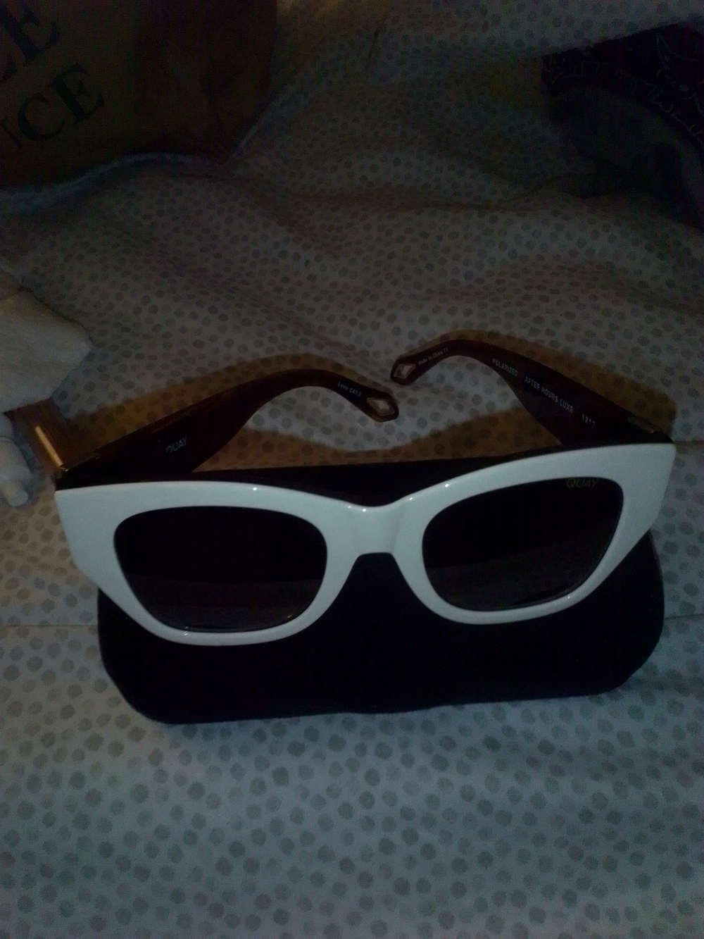 Quay Australia White Cat-Eye Sunglasses with Black Lenses